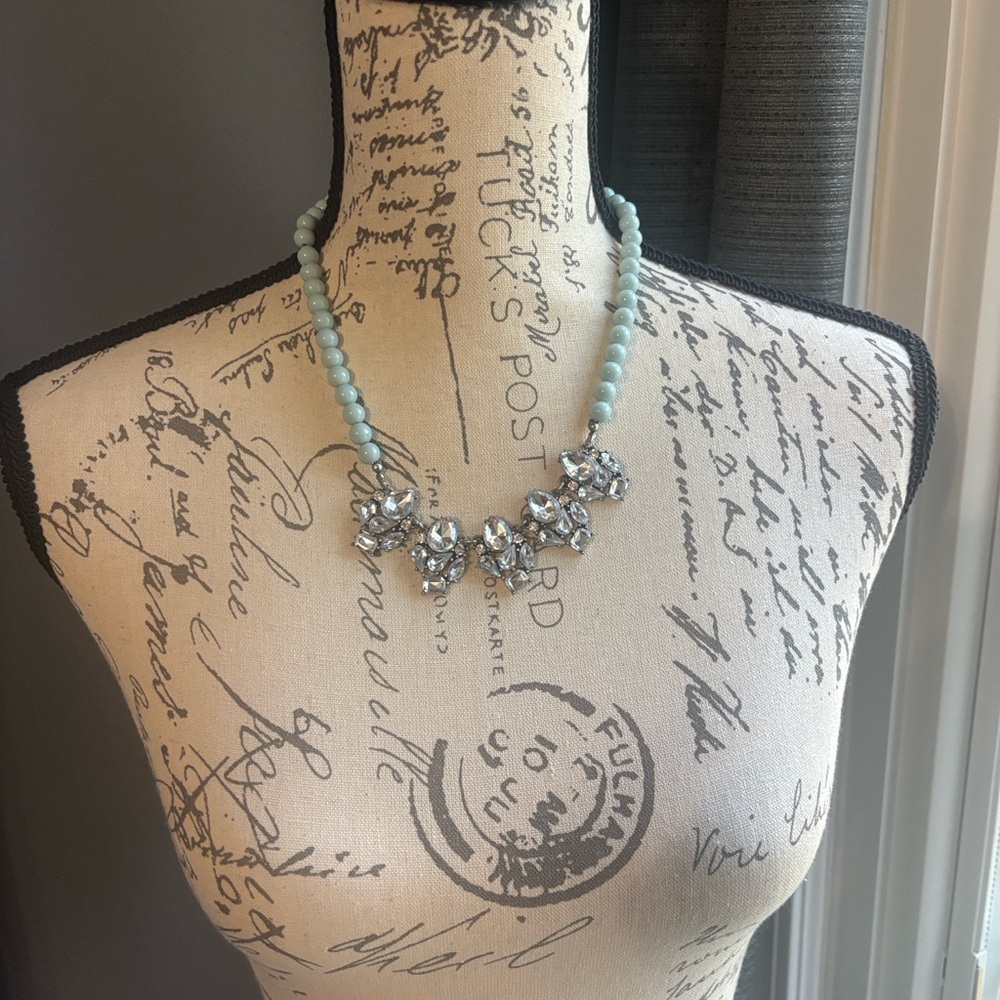LOFT Silver and Light Blue Statement Necklace